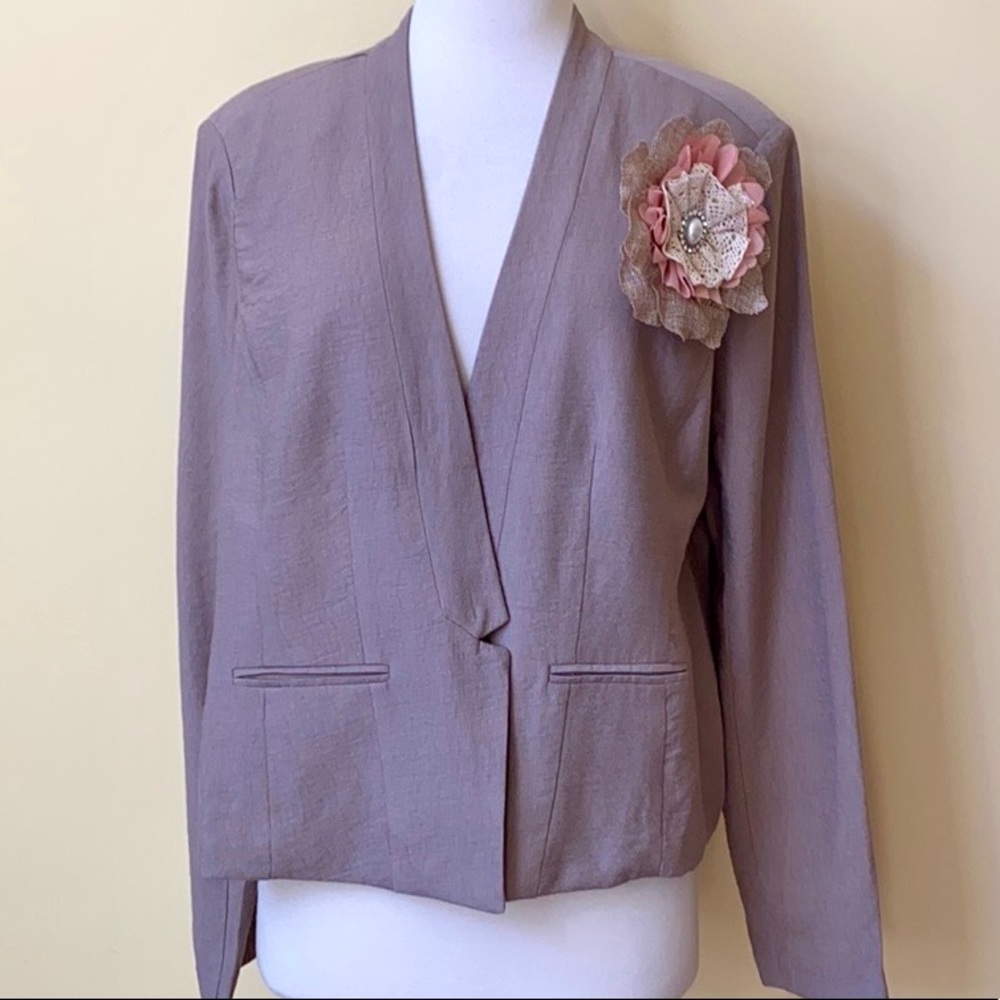 Kate Rosy Floral Pin Open Blazer Jacket NWT